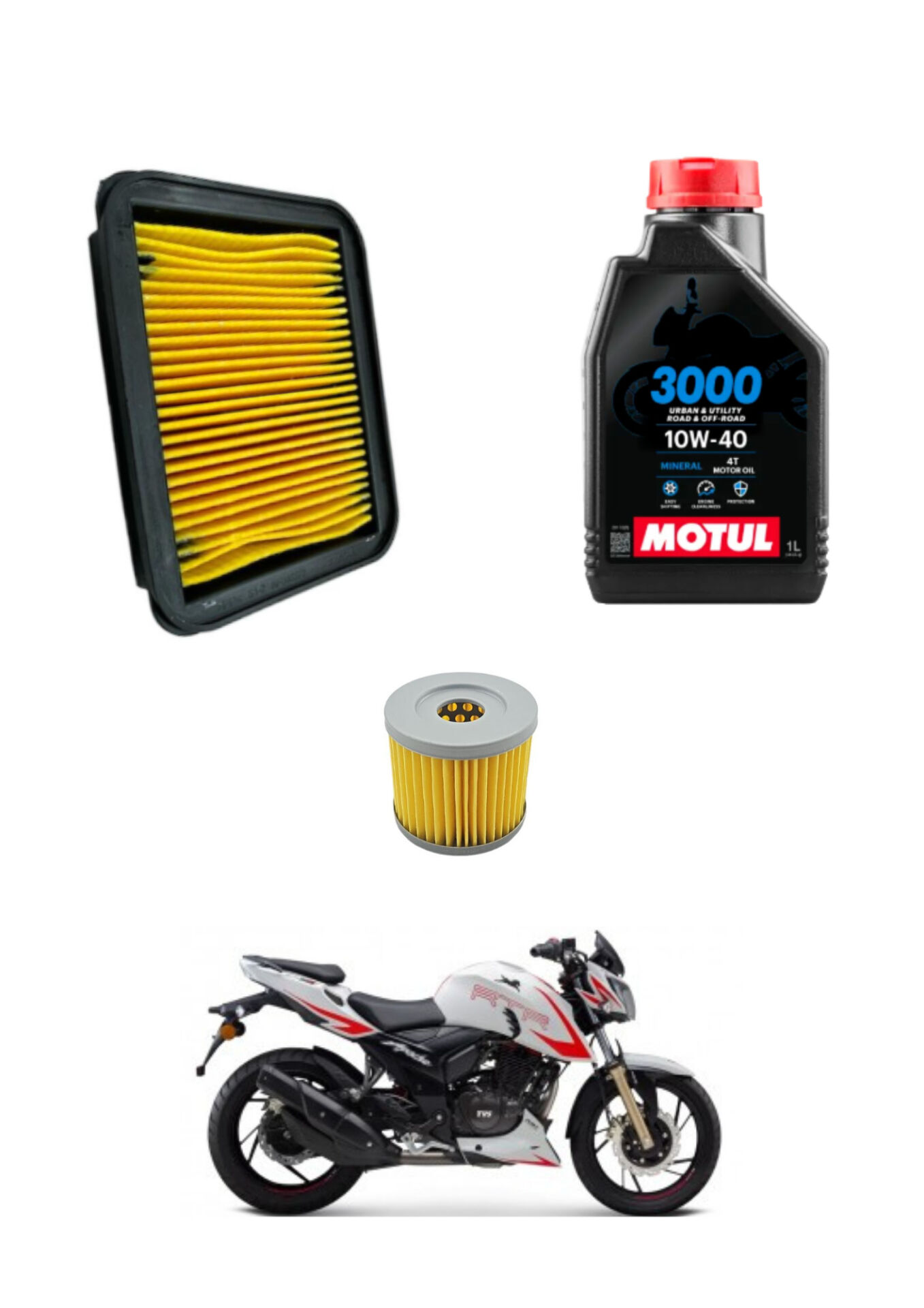 Tvs Apache Rtr 200 Motul Bakım Seti Hava Filtresi ve Yağ Filtresi Set