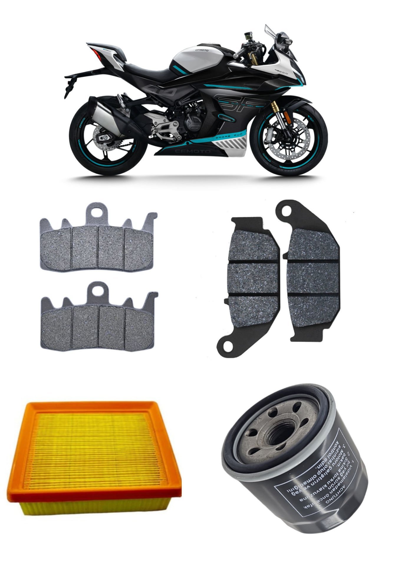 CF Moto SR 450 Bakım Seti Ön-Arka Balata Yağ Filtresi Ve Hava Filtresi